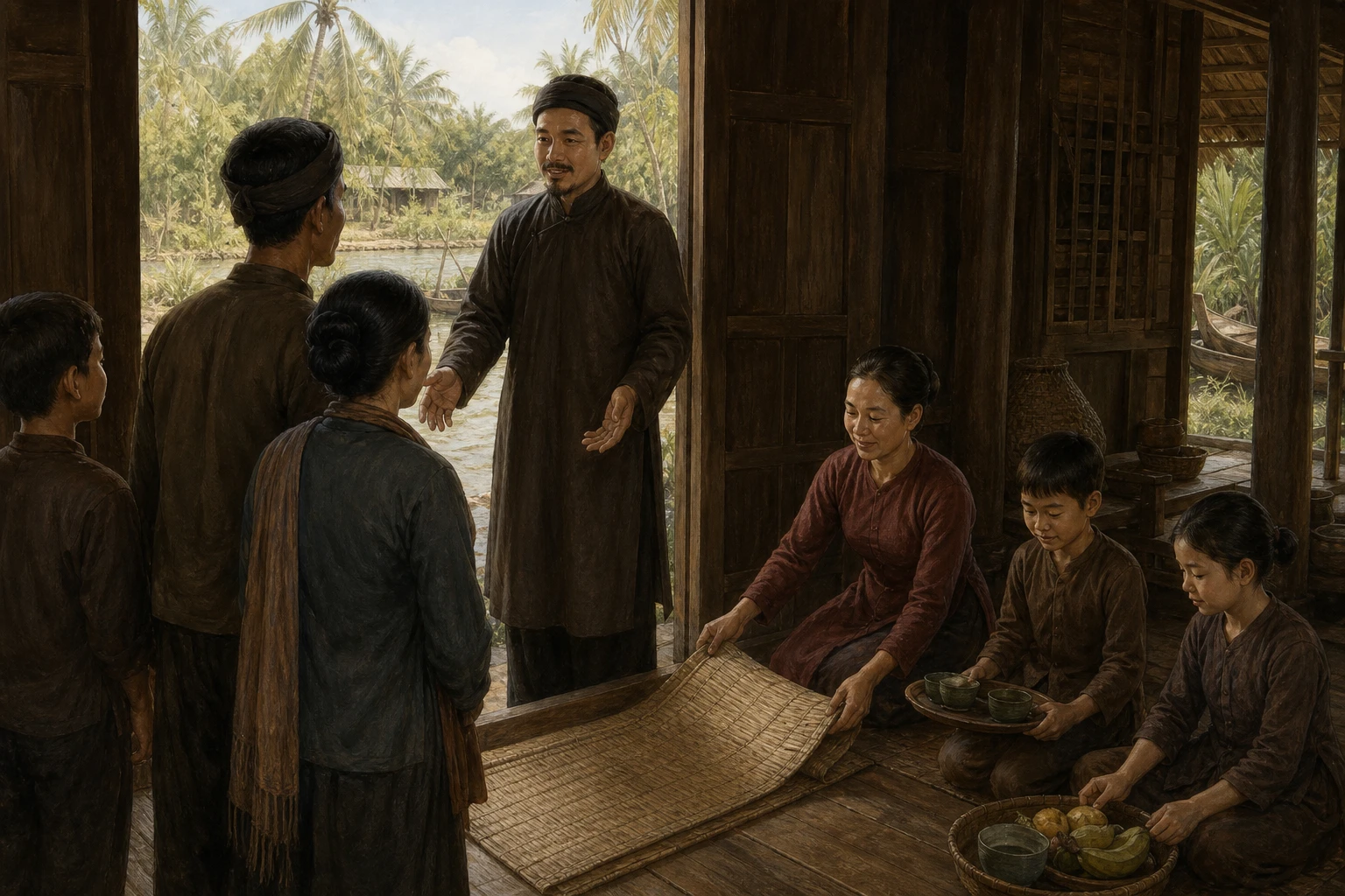 San Emmanuel Lê Văn Phụng recibe a la comunidad mientras su familia prepara hospitalidad en casa.