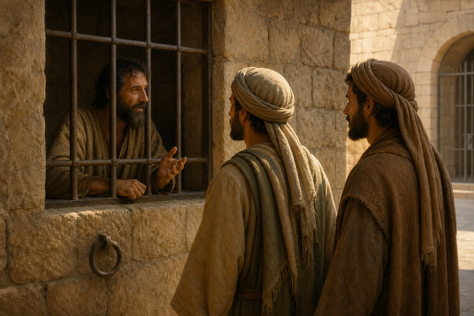 Juan Bautista habla desde la cárcel con los discípulos que enviará a Jesús.
