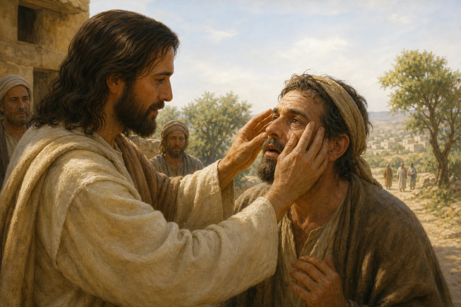 Jesús devuelve plenamente la vista al ciego de Betsaida.
