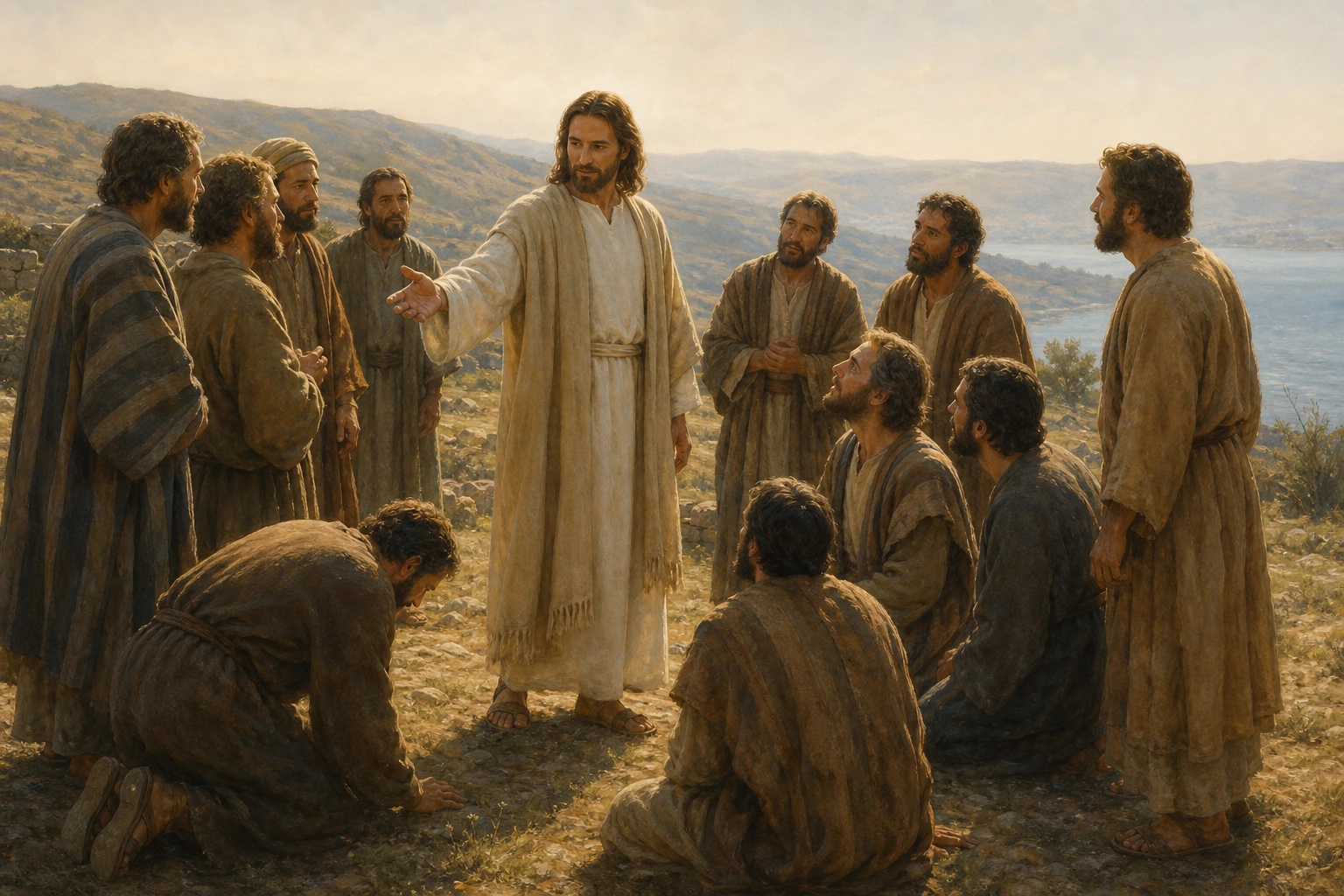 Jesús envía a los once reunidos en un monte de Galilea.