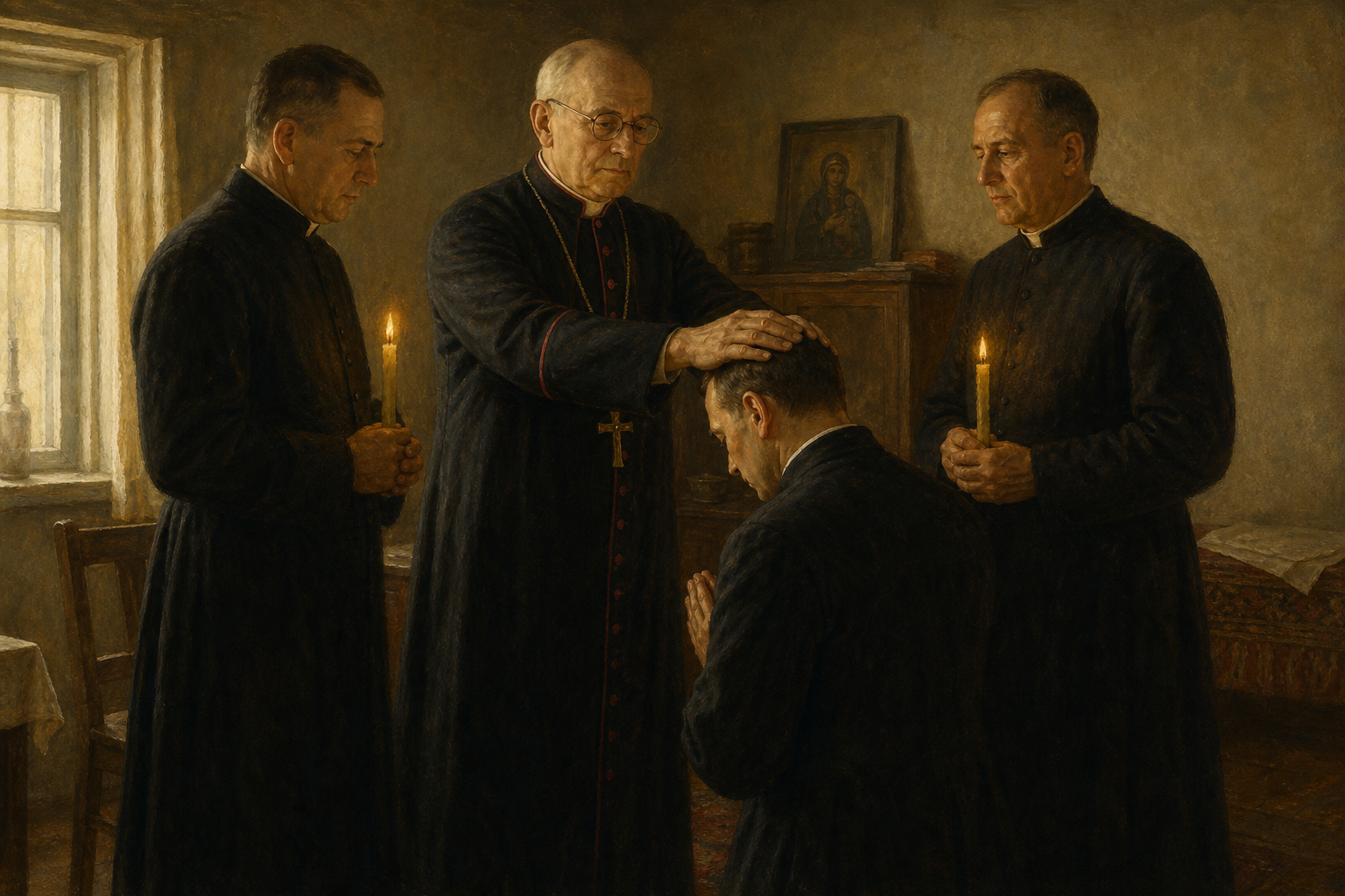 Teofilius Matulionis consagra en secreto a Vincentas Sladkevičius en una casa lituana.