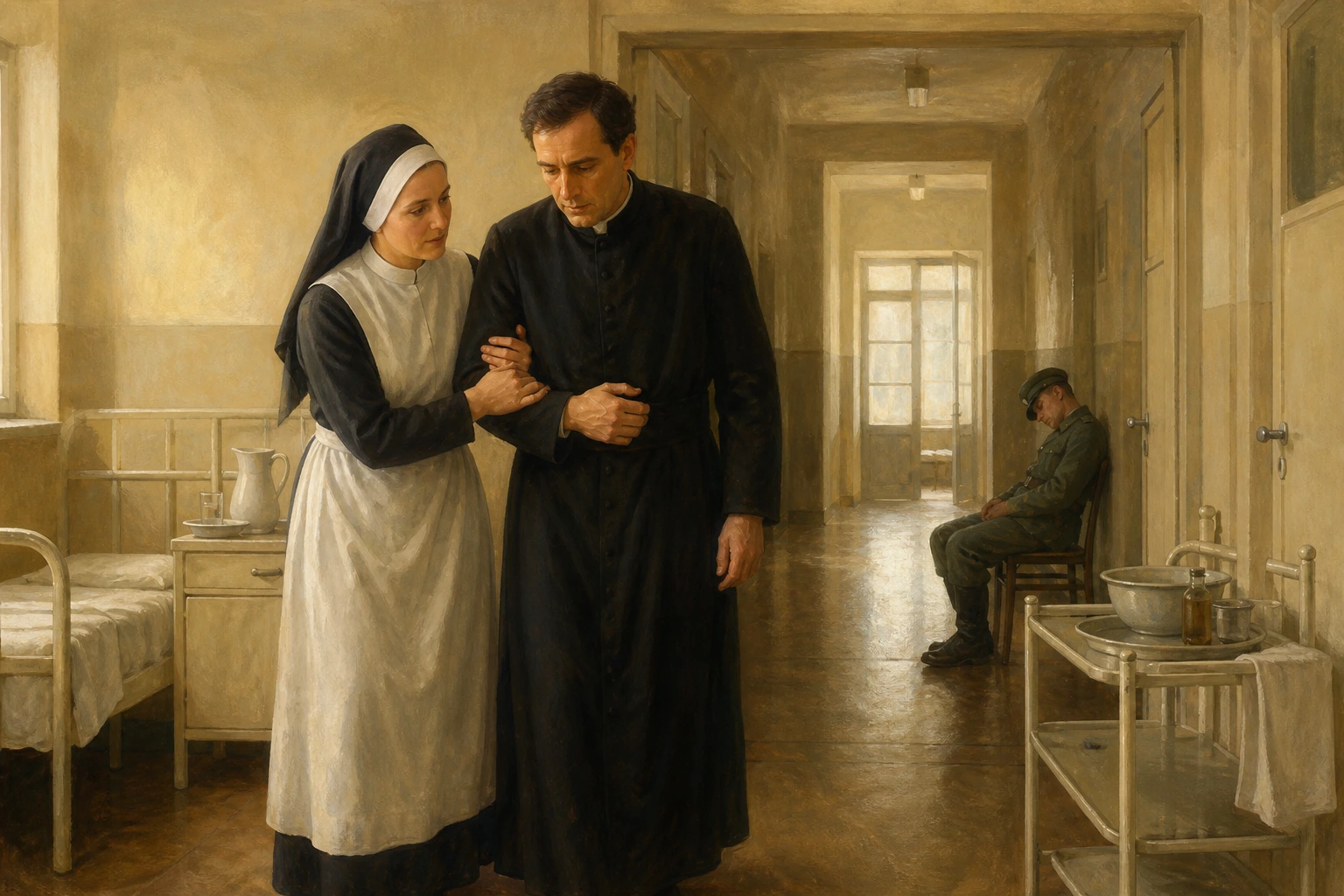 Zdenka Schelingová, religiosa y enfermera, ayuda discretamente a caminar a un sacerdote preso por un hospital de Bratislava.
