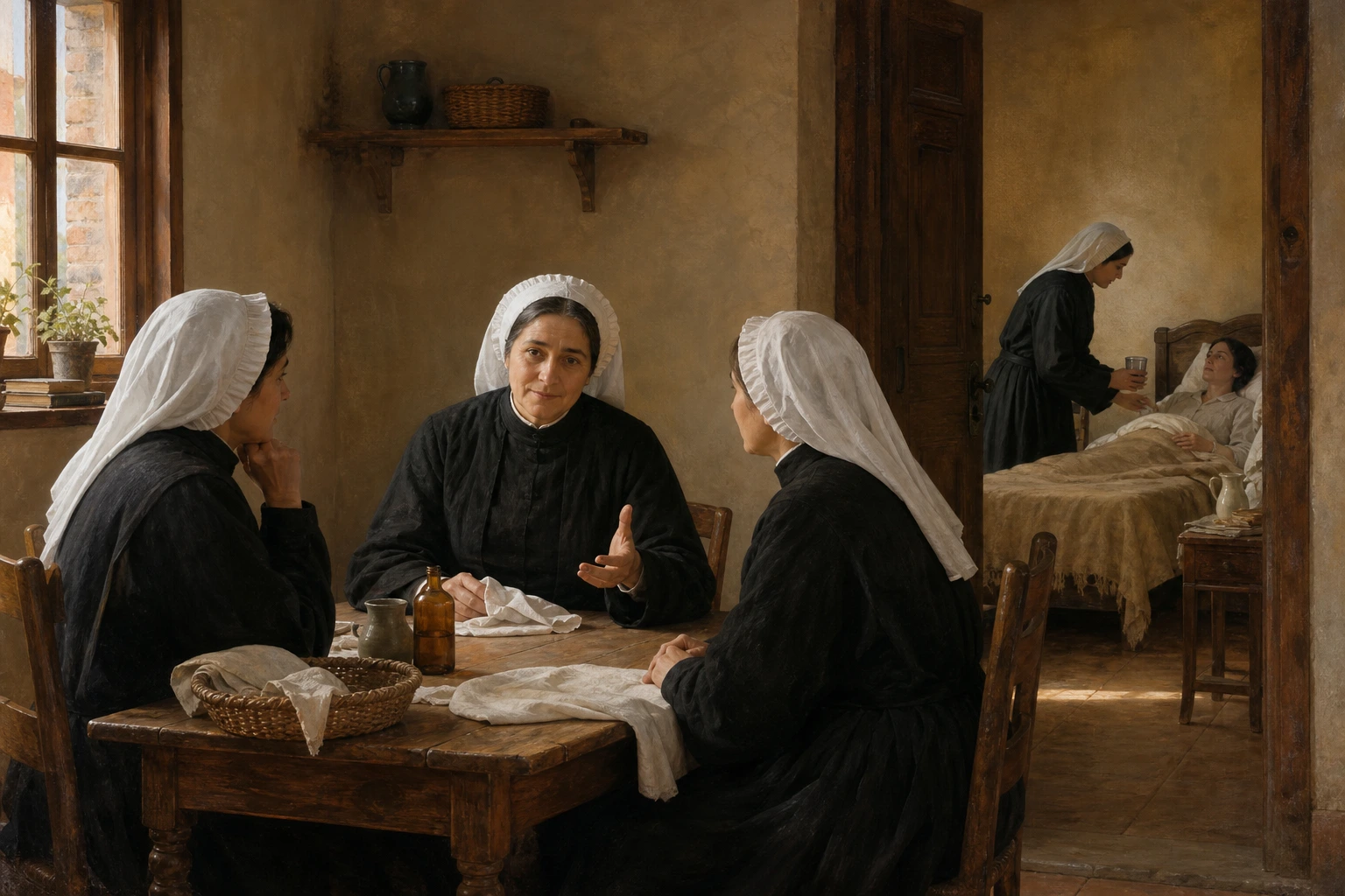 María Josefa discierne con sus compañeras el servicio a los enfermos en Bilbao.