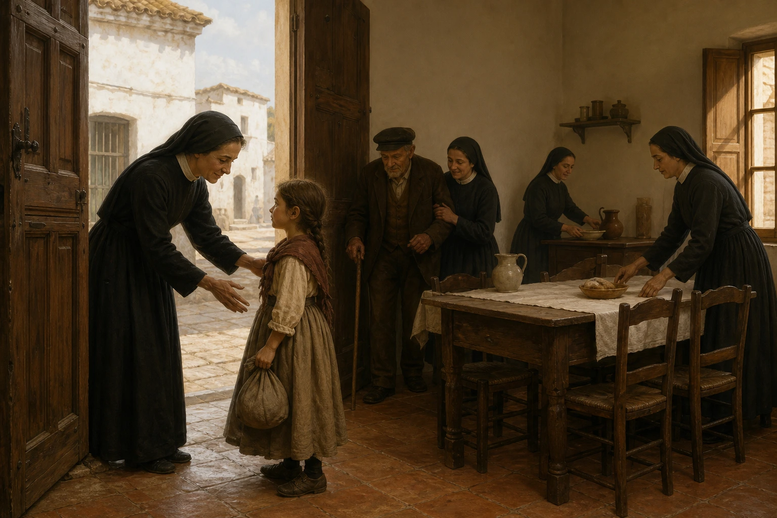 Petra de San José abre un hogar y recibe a una niña y a un anciano desamparados.