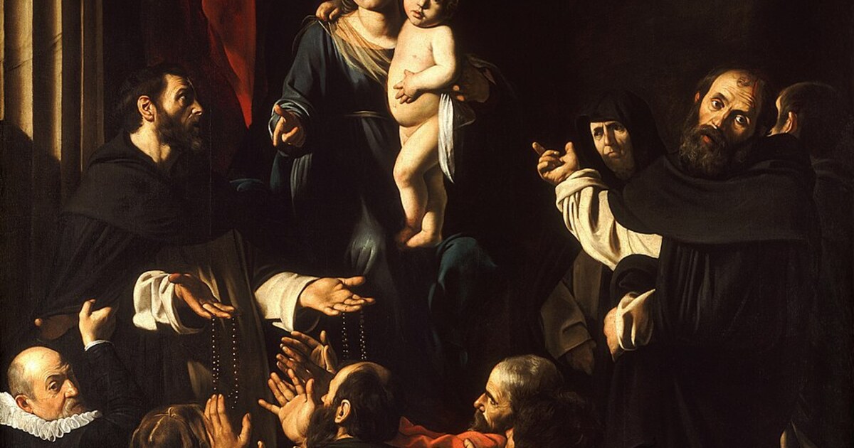 Reza el Rosario Virgen del Rosario (Caravaggio)