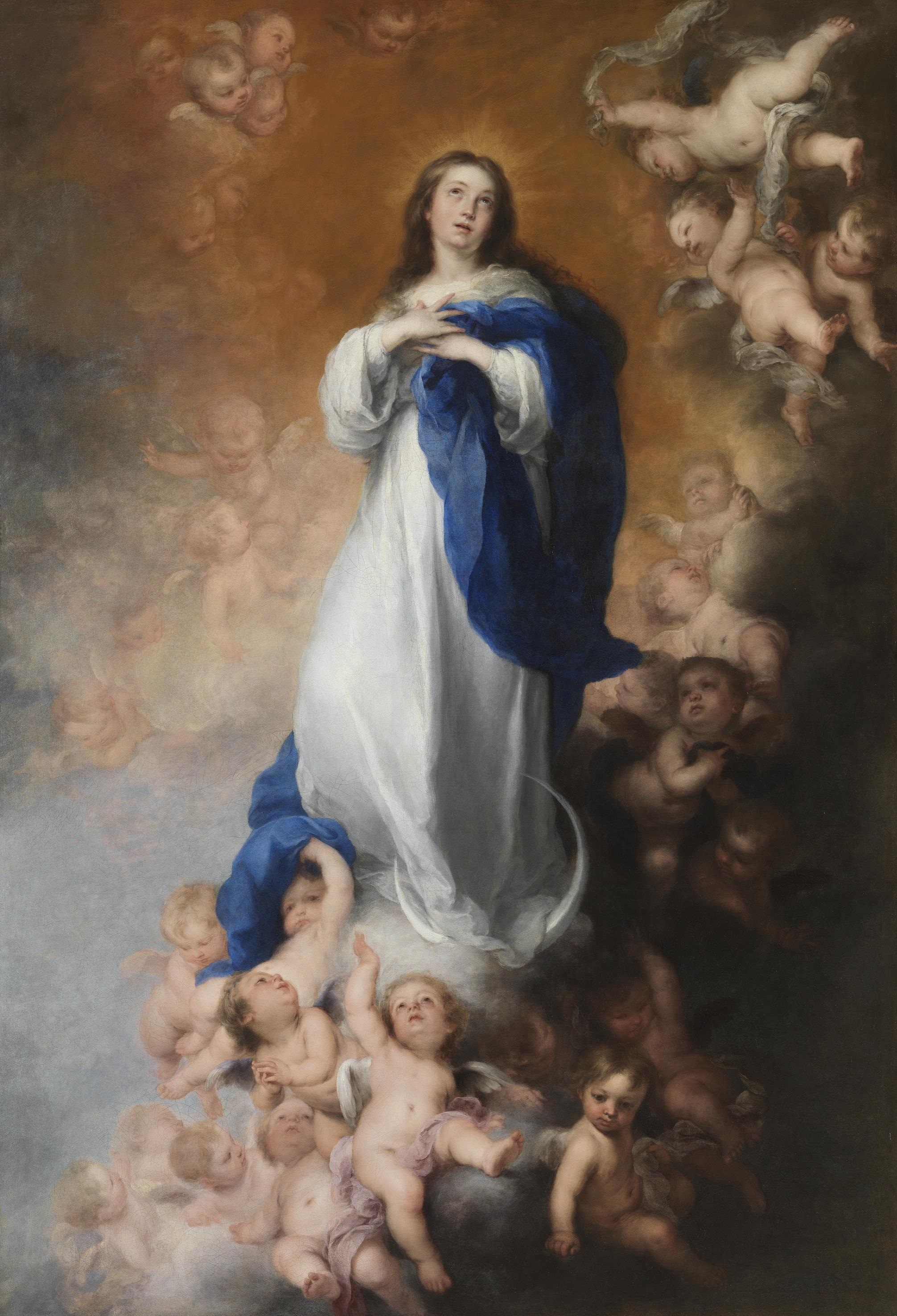 La Inmaculada Concepción de Murillo: la Virgen sobre la luna rodeada de ángeles