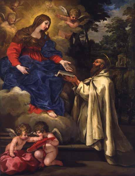 San Pedro Damián ofreciendo la regla camaldulense a la Virgen, pintura de Pietro da Cortona